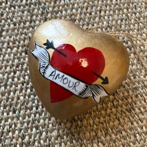 Gold and Red Heart Ornament
